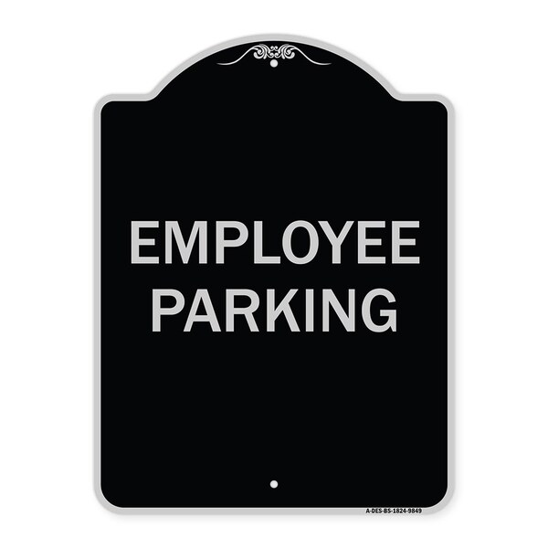 Designer Series Sign-Employee Parking, Black & Silver Heavy-Gauge Aluminum, 24" x 18", BS-1824-9849